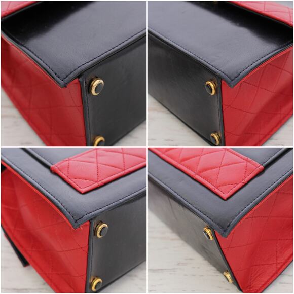 Chanel Trapezoid Flap Bag Two Tone Lambskin Leather Shoulder Crossbody Bag A4695 - Picture 6 of 13